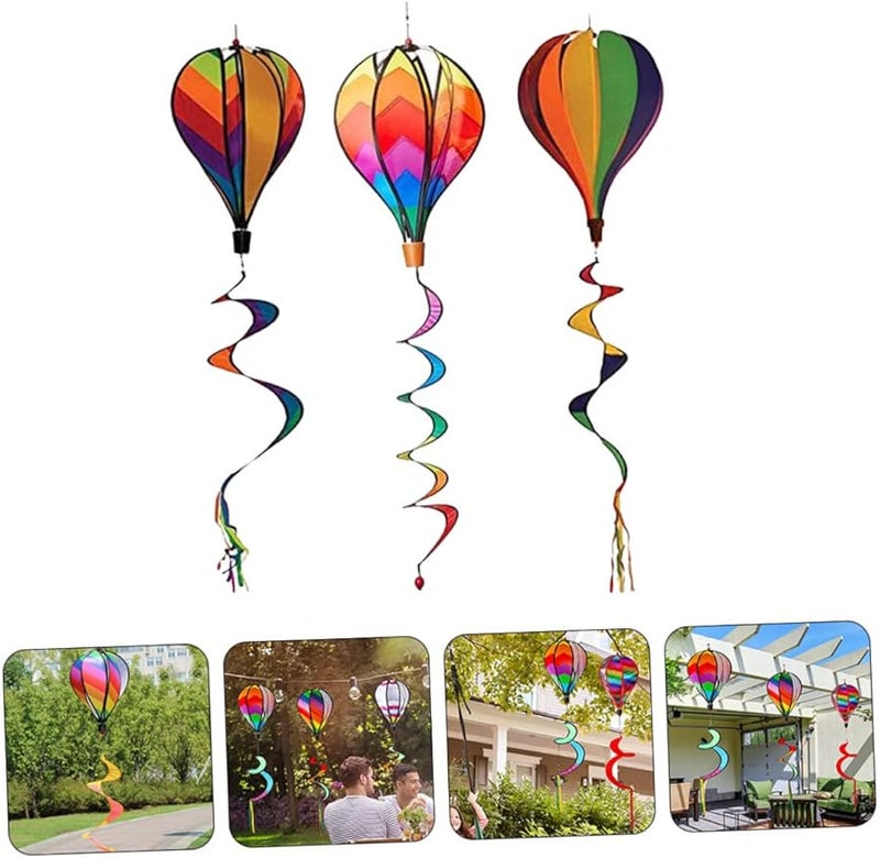 3 قطع كبيرة من طاحونة الهواء على شكل منطاد حديقة ديكور في الهواء الطلق دوارة مقاس 130 × 42 × 27 سم - Image 4